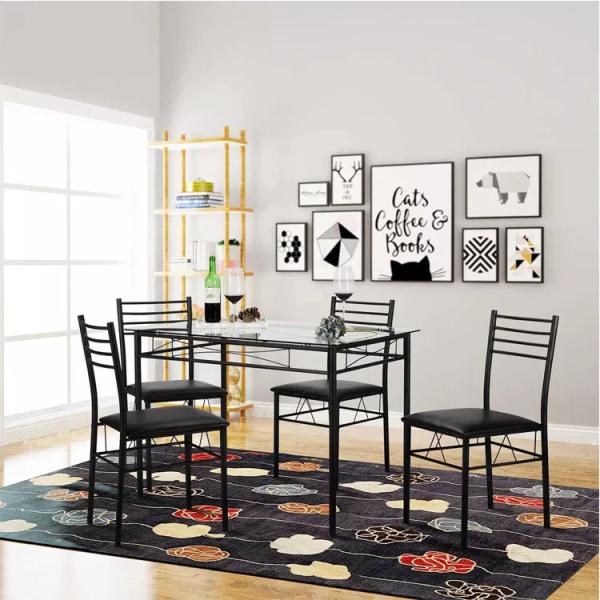 Buy cheap ODM Home Furniture Dining Room Sets Rectangle Glass Dining Table And 4 Chairs Set from wholesalers