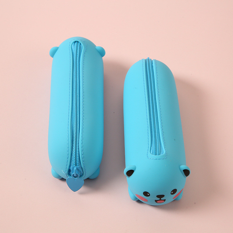 Cute Animal Silicone Pencil Case Organizer Storage Bag Waterproof Cosmetic Zipper Pouch