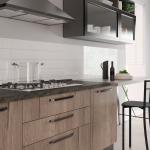 Customized Modern Wood Veneer Kitchen Cabinet Set Minimalist Kitchen System