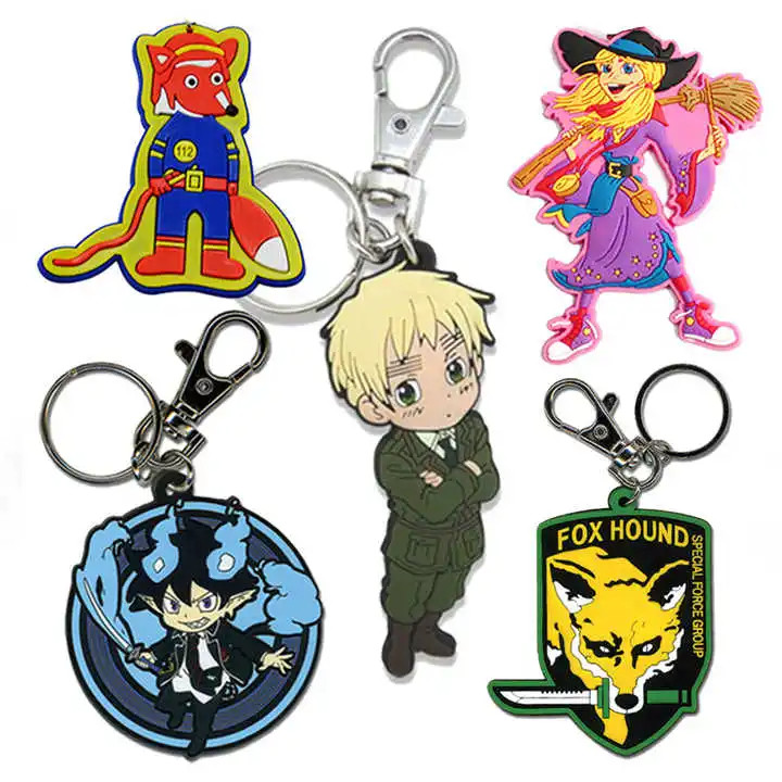 Custom 2D Soft PVC Keychain 3D Key Chain Rubber Keychains Logo Soft Silicone Keyring