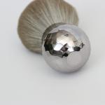 Large Powder Kabuki Makeup Brush Super Soft Easy Grip Shiny Silver