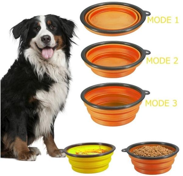 dog bowl plastic feeder pet cat food collapsible dog bowl silicone foldable dog