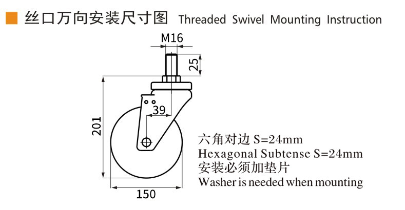 Medium Duty TPA Industrial Caster Wheels 6 Inch 250kg Load