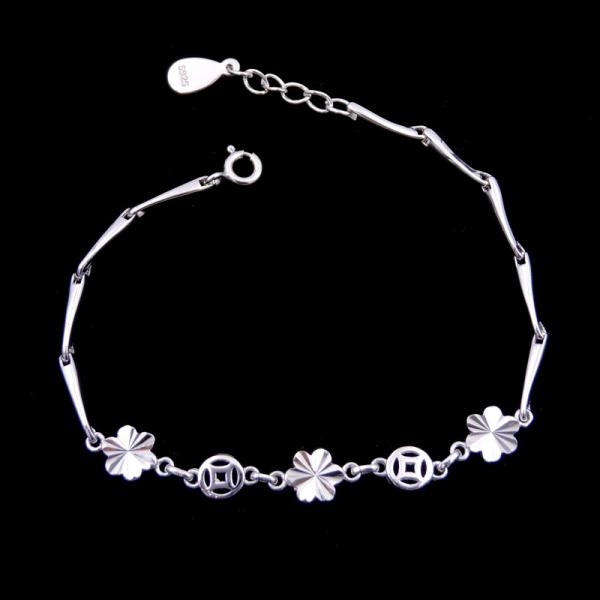 Buy cheap Flowers Design Plain Silver Bracelet Pure 925 Anti Allergic For Gift / Party from wholesalers