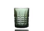 Solid Smoky Grey Crystal Highball Glasses, Geometric Embossed 12 Oz Highball