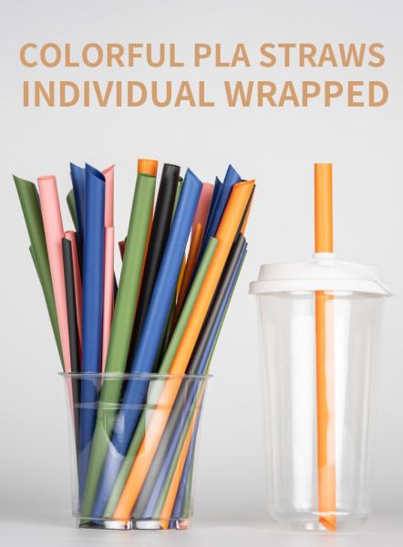 Buy cheap Coloured Compostable Individually Wrapped PLA Disposable Straws Biodegradable Straight PLA Straws from wholesalers