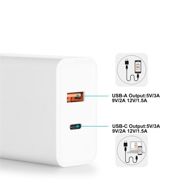 20W USB-C PD Fast Charger with QC3.0 for Mobile Phones
