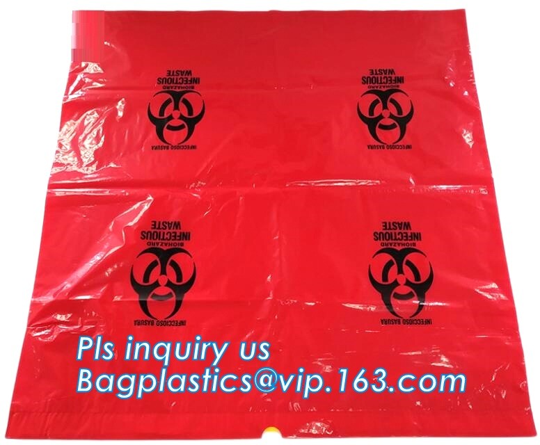 Large Drawstring Biohazardous Waste Bags, Nice printing red incinerate waste bag, Biohazard Bags Medical Waste Bags with