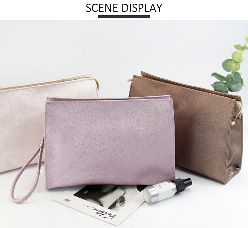 Solid Color Embroidery Log 26*8*16cm Cosmetic Makeup Bag
