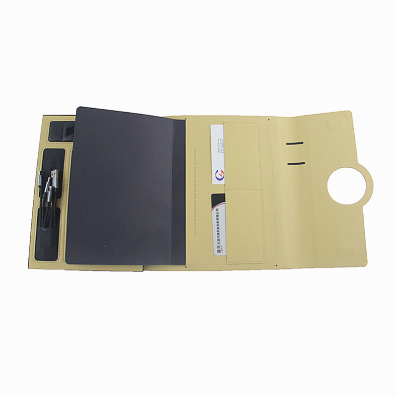 A5 PU Phone Charger Notebook , Multi Function 8000mAh Notepad With Power Bank
