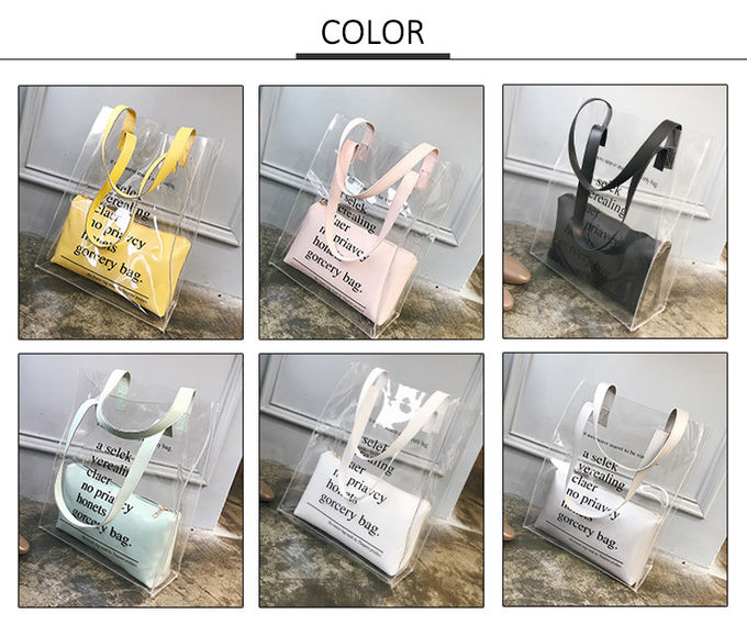 L33*D14*H40 Cm Reusable Custom Clear PVC Handbags
