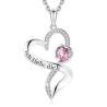 Buy cheap Engraved Sterling Silver Heart Pendant Necklace With Purple Austrian crystal Crystal from wholesalers