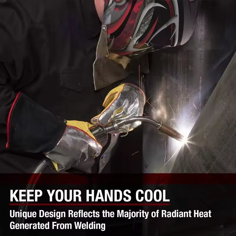 45CM Long Resisting 1000 Degree Centigrade Radiant Heat Glossy Aluminum Color Safety Work Heat Protective Aluminized Gloves