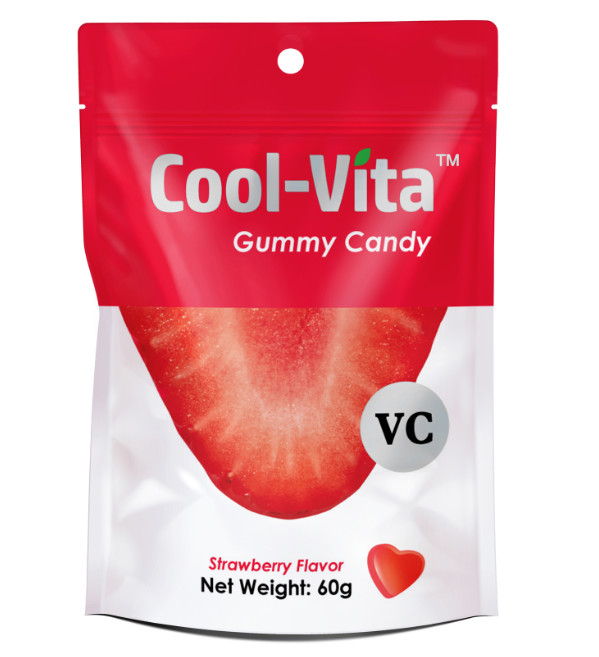 Yummy Fruit Gummy Vitamins Funny Strawberry Designed Heart Shaped Small 60g Per Bag