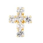 925 Sterling Silver White Cubic Zirconia Cross Button Stud Earrings with 18K
