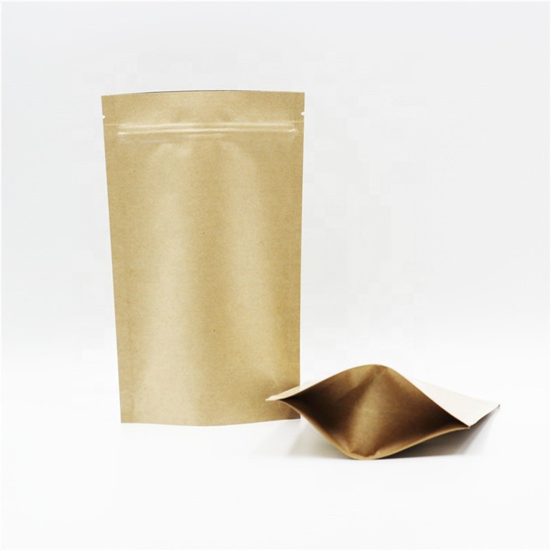 Custom Printing Stand up recycled pp laminated kraft paper bags with Zipper for tea packing
