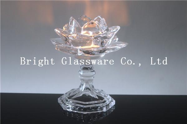 Buy cheap Crystal lotus flower candle holder with glass stand from wholesalers