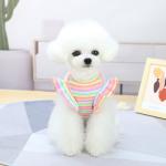 Embroidered Dog Pet Clothes Pure Cotton With Classic Stripes