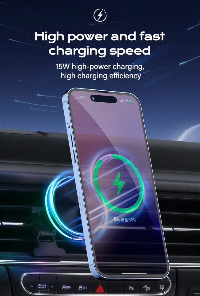 Stable And Stylish Magnetic Car Wireless Charging Station With Original Design And Strong Magnetic Attraction