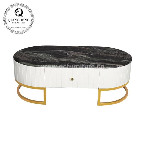 Buy cheap Metal Frame Marble Living Room Table With MDF Cabinet 130x70x44cm from wholesalers