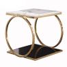 Buy cheap Unique design stanieless steel base tempered glass top side table square end table for hotel home from wholesalers
