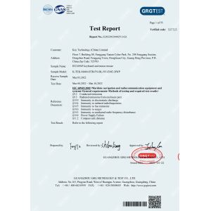 Key Technology ( China ) Limited Certifications