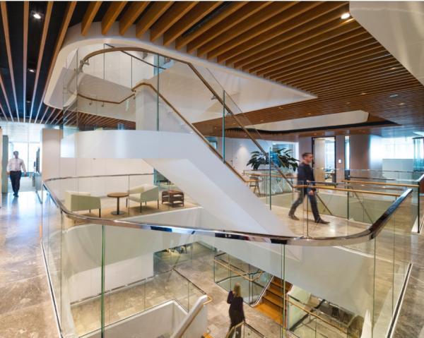 Buy cheap 15mm Clear Toughened Curved Glass Frameless cantilever panels grouted into floor channel from wholesalers