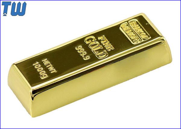 Buy cheap Shinning Golden Brick 16GB USB Stick Slip Button Laser Logo Engraved from wholesalers