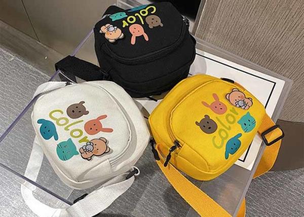 Buy cheap DIY acrylic pin kids Canvas bag shoulder mobile phone bag cute customs logo pin picture cartoon cloth bag from wholesalers
