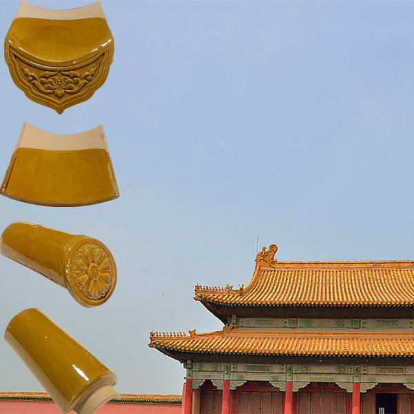 Buy cheap Chinese Glazed Roof Tile Elegant Yellow Glaze Long Lasting For Ancient Imperial Style Roofs Modern Design from wholesalers