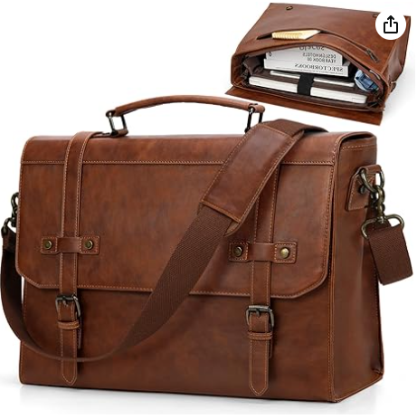Buy cheap RAINSMORE Mens Messenger Bag 17 Inch Waterproof Vintage Leather Laptop Briefcase Large Laptop Bag Satchel Bag Computer Shoulder Bag for Office Business Travel College from wholesalers