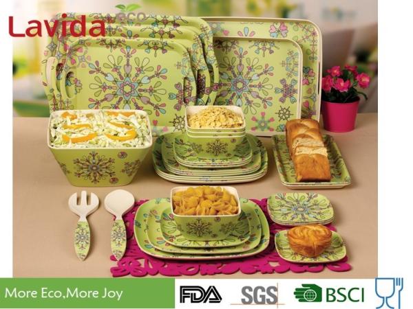 Buy cheap Heat Resistance Bamboo Fiber Dinnerware Popular Multiple Colors Abstract Flower Print from wholesalers