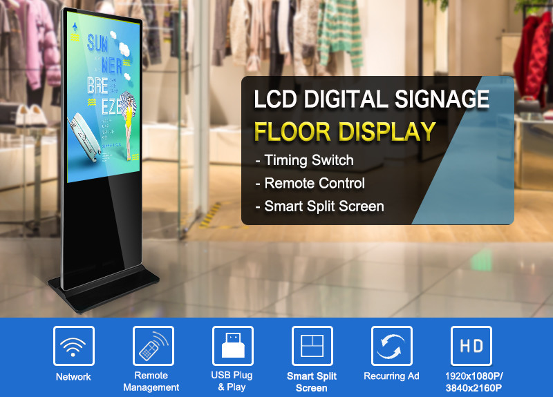 Super Slim LCD Commercial Digital Signage In High Definition Resolution 2K