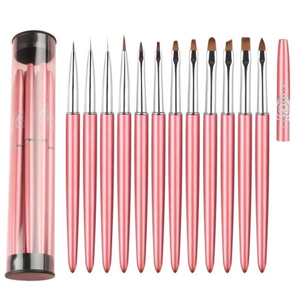 Buy cheap Metal Handle Triangle Nail Gel Paint Brush 12pcs Set Nail Polish Brush from wholesalers