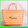 Buy cheap LDSL-027 pink &white mixed woven strap shopping bag large pp beach straw tote bag from wholesalers