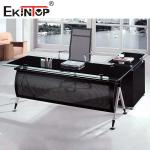 Commercial Furniture Black Glass Desk With Metal Legs Customized