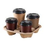 Biodegradable Disposable 4 Cup Drink Carrier With Secure Holding