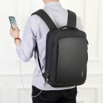 BSCI Business Laptop Backpack 15.6 Inch USB Charging Leather Computer Bag 1000g