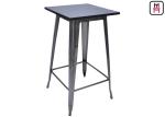 Quare Counter Height Dining Table , Solid Wood Top Metal Bast Replica Tolix
