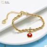 Buy cheap Twisted Gold Plated Stainless Steel Jewelry Enamel Evil Eye Pendant Bracelet from wholesalers
