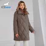 Thickened Mid Length Down / Cotton Jacket With Detachable Mink Fur Hat For Women