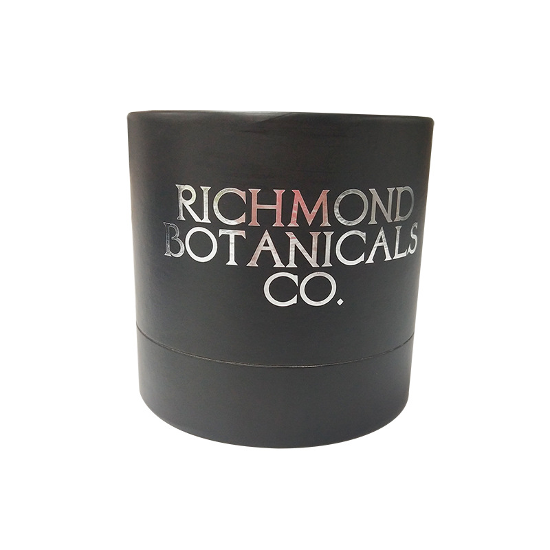 Embossing Black Paper Tea Cylinder Packaging Biodegradable Dustproof