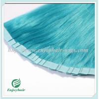 Buy cheap Tape Hair extension 16"-28"L,100s/pack blue# color Straight malaysian virgin product