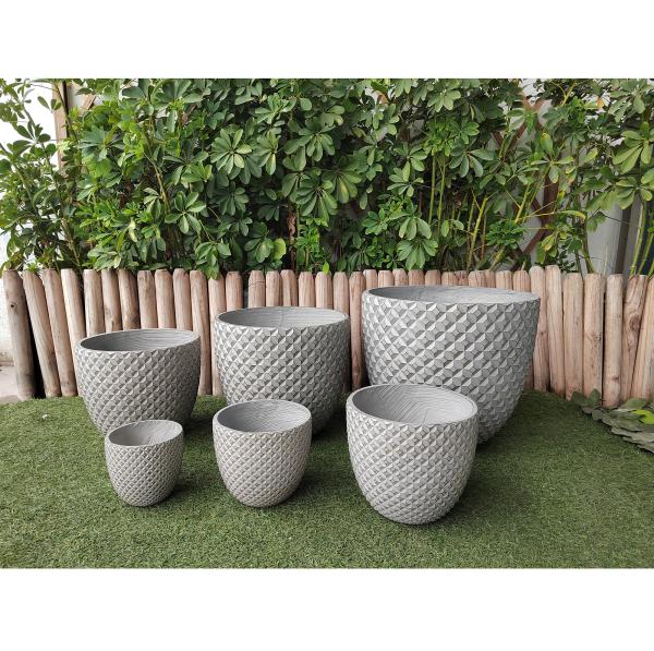 Buy cheap Set 6 Diamond Design Antique Grey Flower Pot Garden Pot Size 2 D18.5*H16.5cm from wholesalers