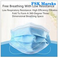 Buy cheap Block Coronavirus 3 Ply Disposable Face Mask Aseptic Melt Blown Cloth Blue Mask product
