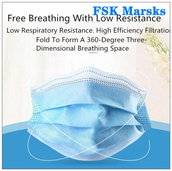 Buy cheap Block Coronavirus 3 Ply Disposable Face Mask Aseptic Melt Blown Cloth Blue Mask from wholesalers