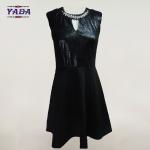 Fashion pu cocktail lady's summer sleeveless dress women office uniform dresses