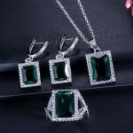 Fashion Square Shiny Rhinestones Necklace Ring Earrings Wedding Jewelry Elegant