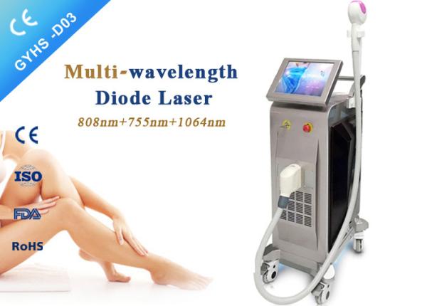 Buy cheap Three Wavelength Laser Body Hair Removal Machine 10-120j / Cm2 Fluence 1200W from wholesalers