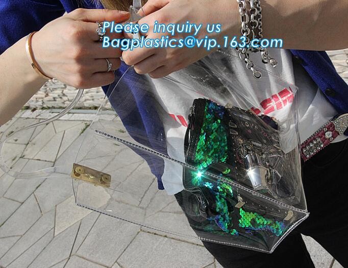 Handbags Shoulder Tote PVC Beach Bags for women with Zipper, pvc tote bag transparent handbag shoulder bag, Tote Handbag